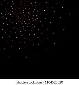 Red confetti background. Falling rose glitter. Graphic design for invitation, wedding, birthday, christmas card. Valentines day backdrop. Abstract particles explosion. Vector festive template. 