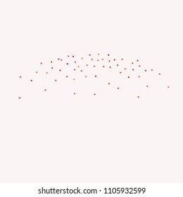 Red confetti background. Falling rose glitter. Graphic design for invitation, wedding, birthday, christmas card. Valentines day backdrop. Abstract particles explosion. Vector festive template. 