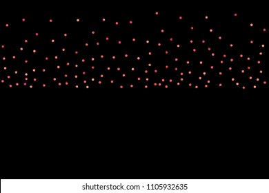 Red confetti background. Falling rose glitter. Graphic design for invitation, wedding, birthday, christmas card. Valentines day backdrop. Abstract particles banner. Vector festive template. 