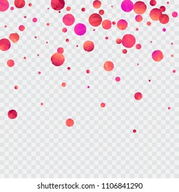 Red confetti background. Falling rose glitter. Graphic design for invitation, wedding, birthday, christmas card. Happy surprise backdrop. Abstract particles explosion. Vector festive template. 