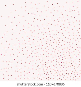 Red confetti background. Falling rose glitter. Graphic design for invitation, wedding, birthday, christmas card. Valentines day backdrop. Abstract particles explosion. Vector festive concept. 