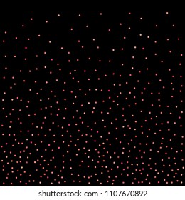 Red confetti background. Falling rose glitter. Graphic design for invitation, wedding, birthday, christmas card. Valentines day backdrop. Abstract particles explosion. Vector festive concept. 