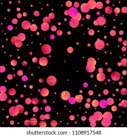 Red confetti background. Falling rose glitter. Graphic design for invitation, wedding, birthday, christmas card. Valentines day backdrop. Abstract particles banner. Vector festive concept. 