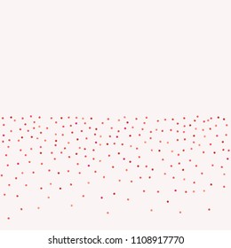 Red confetti background. Falling rose glitter. Graphic design for invitation, wedding, birthday, christmas card. Happy surprise backdrop. Abstract particles banner. Vector festive concept. 
