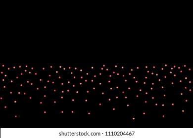 Red confetti background. Falling rose glitter. Graphic design for invitation, wedding, birthday, christmas card. Valentines day backdrop. Abstract particles explosion. Vector festive template. 