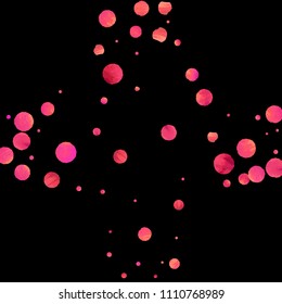 Red confetti background. Falling rose glitter. Graphic design for invitation, wedding, birthday, christmas card. Happy surprise backdrop. Abstract particles banner. Vector festive concept. 