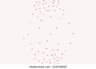 Red confetti background. Falling rose glitter. Graphic design for invitation, wedding, birthday, christmas card. Happy surprise backdrop. Abstract particles explosion. Vector festive template. 