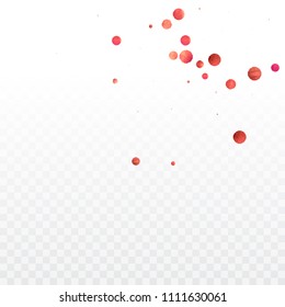 Red confetti background. Falling rose glitter. Graphic design for invitation, wedding, birthday, christmas card. Valentines day backdrop. Abstract particles explosion. Vector festive concept. 