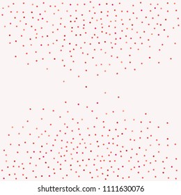 Red confetti background. Falling rose glitter. Graphic design for invitation, wedding, birthday, christmas card. Happy surprise backdrop. Abstract particles explosion. Vector festive concept. 