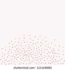 Red confetti background. Falling rose glitter. Graphic design for invitation, wedding, birthday, christmas card. Happy surprise backdrop. Abstract particles explosion. Vector festive concept. 