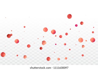 Red confetti background. Falling rose glitter. Graphic design for invitation, wedding, birthday, christmas card. Valentines day backdrop. Abstract particles banner. Vector festive template. 