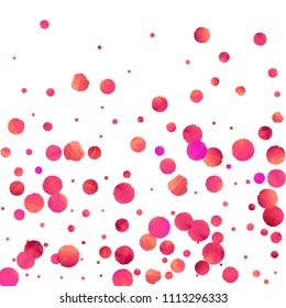 Red confetti background. Falling rose glitter. Graphic design for invitation, wedding, birthday, christmas card. Valentines day backdrop. Abstract particles explosion. Vector festive template. 