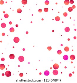Red confetti background. Falling rose glitter. Graphic design for invitation, wedding, birthday, christmas card. Happy surprise backdrop. Abstract particles banner. Vector festive template. 