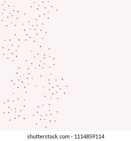 Red confetti background. Falling rose glitter. Graphic design for invitation, wedding, birthday, christmas card. Happy surprise backdrop. Abstract particles explosion. Vector festive concept. 