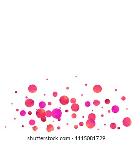 Red confetti background. Falling rose glitter. Graphic design for invitation, wedding, birthday, christmas card. Happy surprise backdrop. Abstract particles banner. Vector festive concept. 
