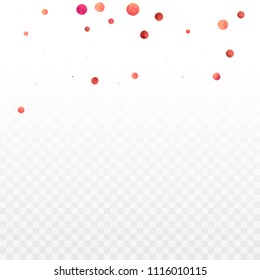Red confetti background. Falling rose glitter. Graphic design for invitation, wedding, birthday, christmas card. Happy surprise backdrop. Abstract particles explosion. Vector festive template. 