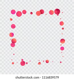 Red confetti background. Falling rose glitter. Graphic design for invitation, wedding, birthday, christmas card. Happy surprise backdrop. Abstract particles banner. Vector festive template. 