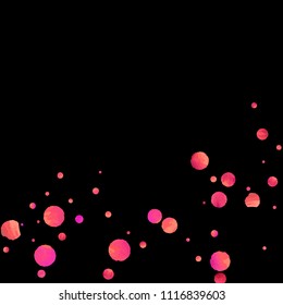 Red confetti background. Falling rose glitter. Graphic design for invitation, wedding, birthday, christmas card. Happy surprise backdrop. Abstract particles banner. Vector festive template. 