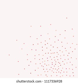 Red confetti background. Falling rose glitter. Graphic design for invitation, wedding, birthday, christmas card. Happy surprise backdrop. Abstract particles explosion. Vector festive concept. 