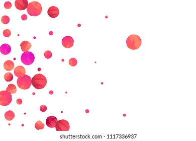 Red confetti background. Falling rose glitter. Graphic design for invitation, wedding, birthday, christmas card. Valentines day backdrop. Abstract particles explosion. Vector festive concept. 