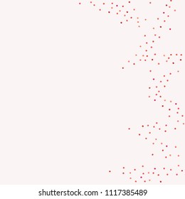 Red confetti background. Falling rose glitter. Graphic design for invitation, wedding, birthday, christmas card. Valentines day backdrop. Abstract particles banner. Vector festive template. 