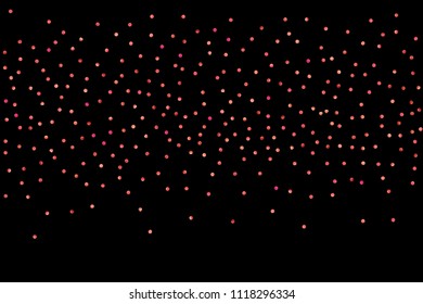 Red confetti background. Falling rose glitter. Graphic design for invitation, wedding, birthday, christmas card. Happy surprise backdrop. Abstract particles explosion. Vector festive template. 