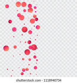 Red confetti background. Falling rose glitter. Graphic design for invitation, wedding, birthday, christmas card. Valentines day backdrop. Abstract particles explosion. Vector festive concept. 