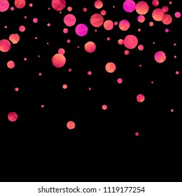 Red confetti background. Falling rose glitter. Graphic design for invitation, wedding, birthday, christmas card. Happy surprise backdrop. Abstract particles banner. Vector festive concept. 