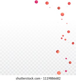 Red confetti background. Falling rose glitter. Graphic design for invitation, wedding, birthday, christmas card. Happy surprise backdrop. Abstract particles explosion. Vector festive concept. 