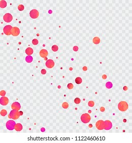 Red confetti background. Falling rose glitter. Graphic design for invitation, wedding, birthday, christmas card. Valentines day backdrop. Abstract particles banner. Vector festive template. 