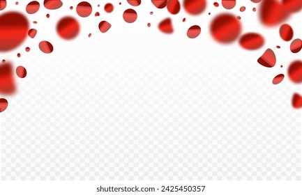 Red confetti  background, isolated on transparent background. Vector illustration.