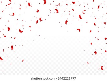 Red confetti background isolated on transparent background