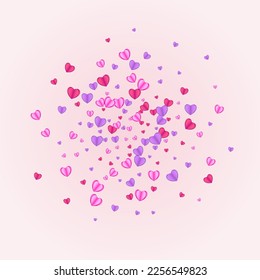 Red Confetti Background Pink Vector. Present Illustration Heart. Lilac Falling Texture. Pinkish Heart Random Frame. Purple February Pattern.