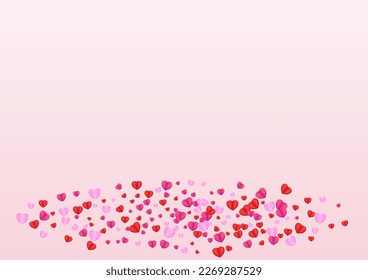 Red Confetti Background Pink Vector. Bright Frame Heart. Purple Shape Pattern. Violet Heart Sweetheart Backdrop. Lilac Honeymoon Illustration.