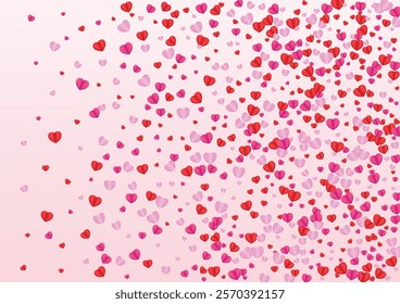 Red Confetti Background Pink Vector. Rain Pattern Heart. Violet Random Frame. Fond Confetti Drop Texture. Purple Party Illustration.