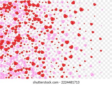 Red Confetti Background Transparent Vector. Romantic Frame Heart. Violet Greeting Backdrop. Fond Confetti Rain Pattern. Tender Mother Illustration.