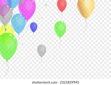 Red Confetti Background Transparent Vector. Surprise Anniversary Border. Purple Congratulation. Colorful Ballon. Air Streamers Background.