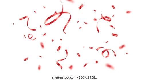 Red confetti background vector illustration for festive decoration.
