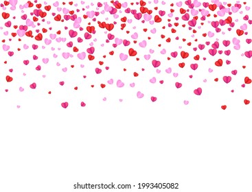 Vector blanco de fondo de confetti rojo. Corazón de patrón de madre. Textura de corte rosado. Tender Heart Fall Backdrop. Ilustración de Fond Party.
