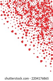 Red Confetti Background White Vector. Bright Backdrop Heart. Violet Paper Frame. Fond Heart Design Pattern. Tender Party Illustration.