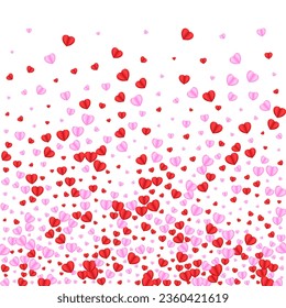 Red Confetti Background White Vector. Art Frame Heart. Tender Gift Illustration. Pink Heart Paper Pattern. Violet Sweetheart Texture.