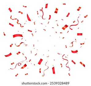 Red confetti birthday background. Celebration Event and Party confetti and ribbons. confetti,