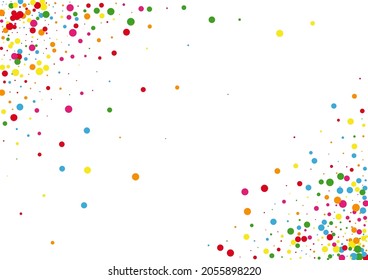 Red Confetti Carnaval Texture. Dot Dust Illustration. Multicolored Fall Circle. Orange Vector Round Background.