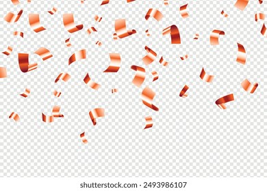 Red confetti. Celebration carnival ribbons. Luxury greeting card, Many Falling Red Tiny Confetti Isolated On Transparent Background, Red ribbon and confetti on the background, celebrate and party