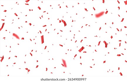 Red confetti. Celebration carnival ribbons. Luxury greeting card, Many Falling Red Tiny Confetti Isolated On Transparent Background, Red ribbon and confetti on the background, celebrate and party
