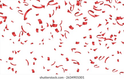 Red confetti. Celebration carnival ribbons. Luxury greeting card, Many Falling Red Tiny Confetti Isolated On Transparent Background, Red ribbon and confetti on the background, celebrate and party