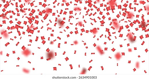 Red confetti. Celebration carnival ribbons. Luxury greeting card, Many Falling Red Tiny Confetti Isolated On Transparent Background, Red ribbon and confetti on the background, celebrate and party