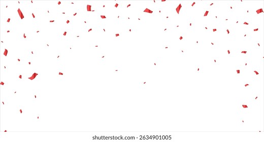 Red confetti. Celebration carnival ribbons. Luxury greeting card, Many Falling Red Tiny Confetti Isolated On Transparent Background, Red ribbon and confetti on the background, celebrate and party