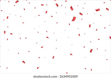 Red confetti. Celebration carnival ribbons. Luxury greeting card, Many Falling Red Tiny Confetti Isolated On Transparent Background, Red ribbon and confetti on the background, celebrate and party