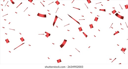 Red confetti celebration party background design, Falling shiny red color confetti isolated on transparent background. Can be used for celebration, Christmas, New Year, Carnival festivity, confetti